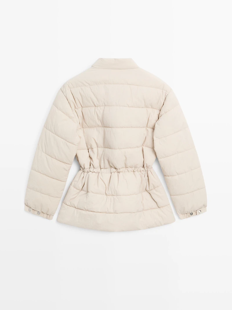 Puffer jacket with stand collar
