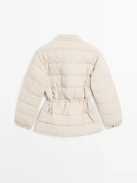 Puffer jacket with stand collar