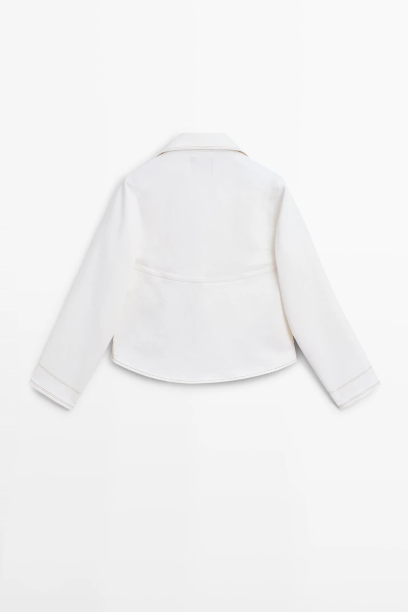 Denim jacket with contrast seam