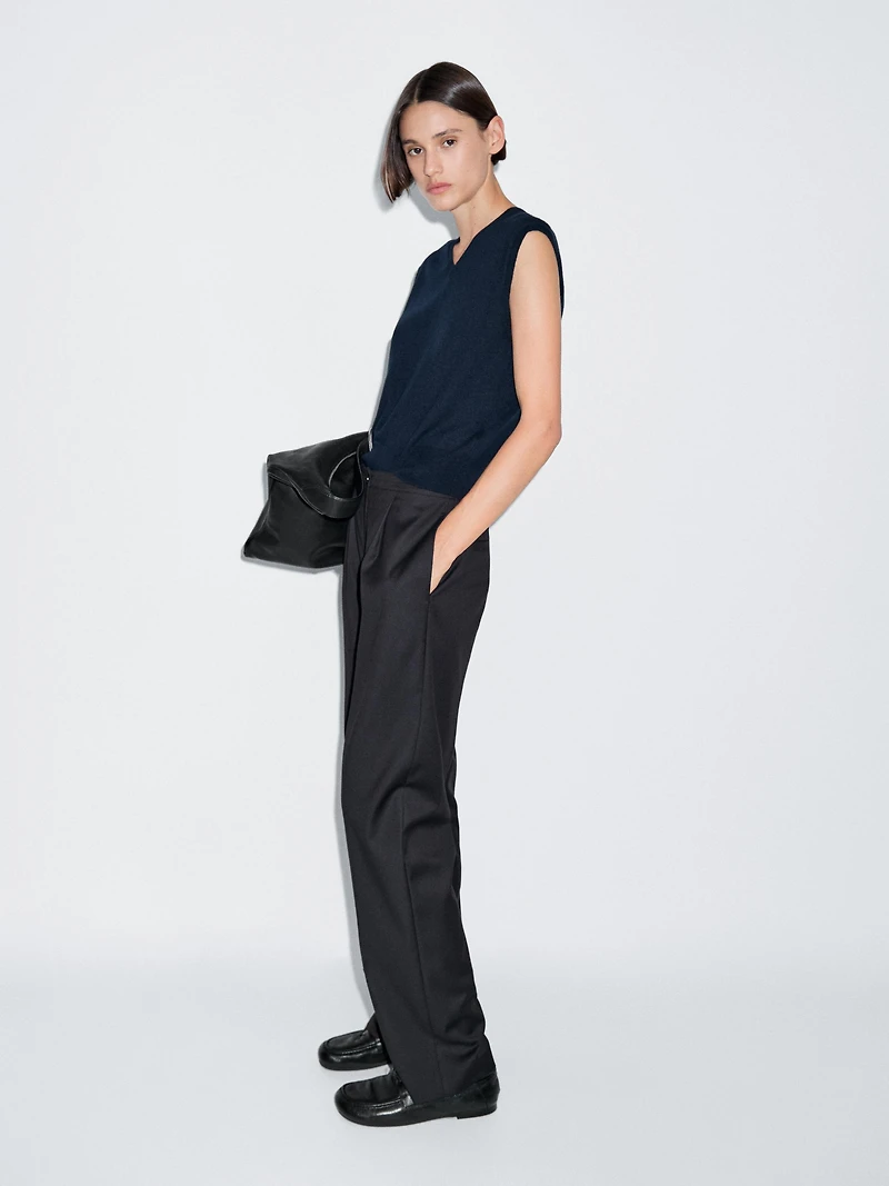 Pantalon à pinces et taille élastique