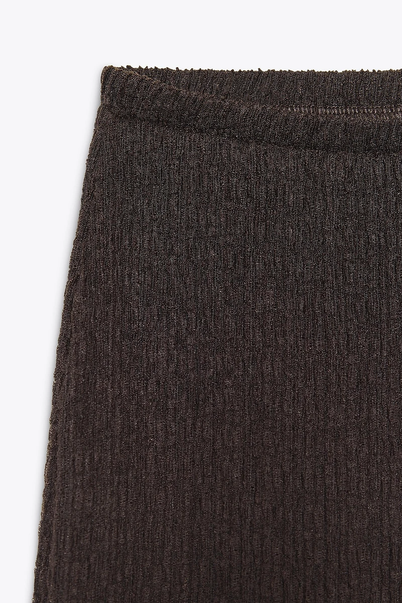 TEXTURED WIDE LEG PANTS