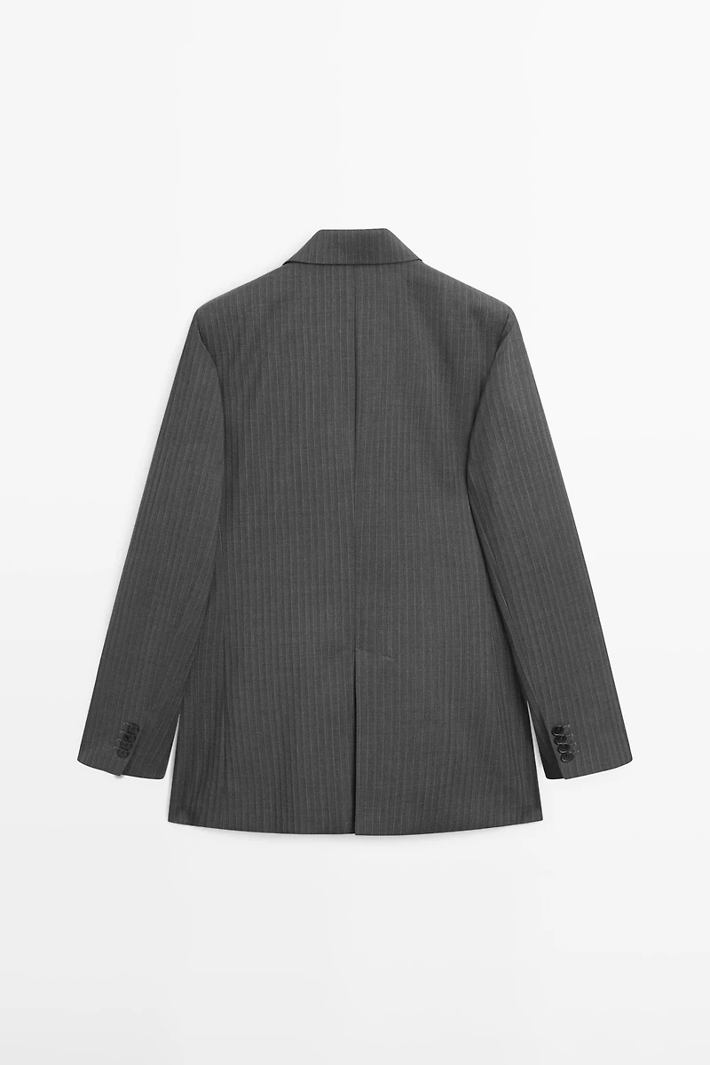 Pinstripe cool wool blend suit blazer