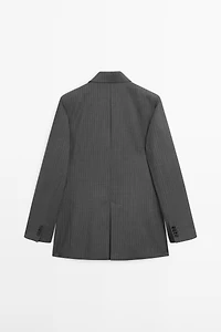 Pinstripe cool wool blend suit blazer