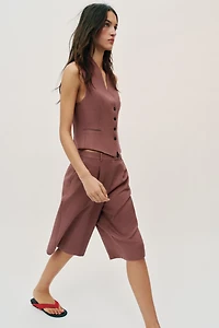 LONG LINEN BLEND SHORTS