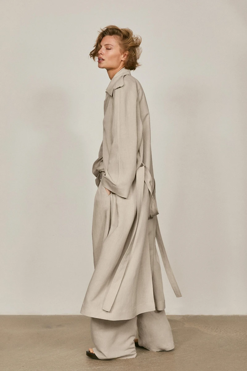 Oversize linen blend trench coat - LIMITED EDITION