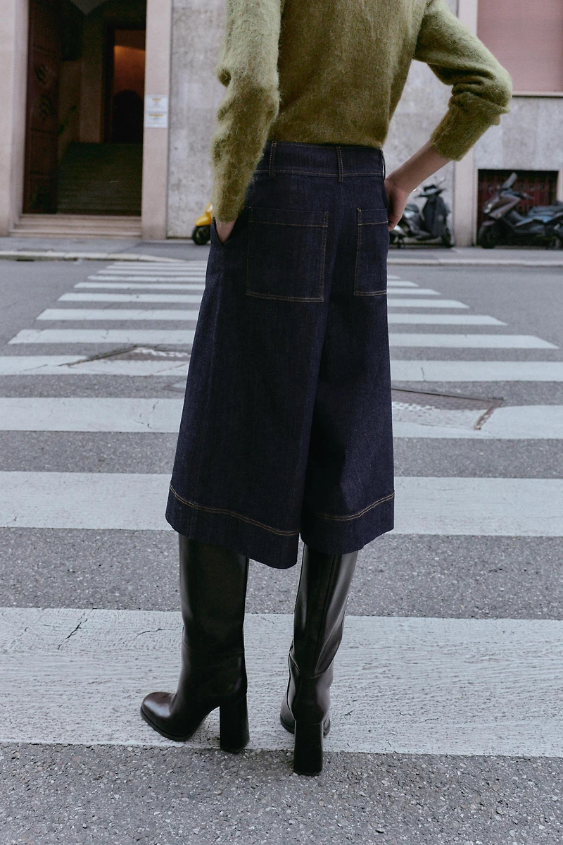 Z1975 LONG PLEATED DENIM SHORTS