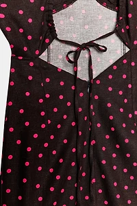 LINEN POLKA DOT MIDI DRESS