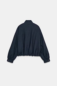 BLOUSON BOMBER À RAYURES CRAIE
