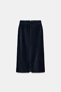 STRAIGHT CORDUROY MIDI SKIRT