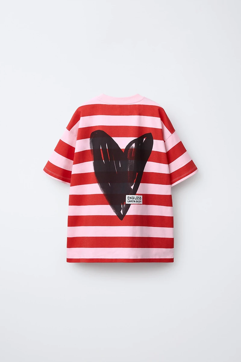HEART STRIPED T-SHIRT