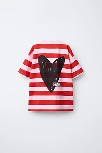 HEART STRIPED T-SHIRT