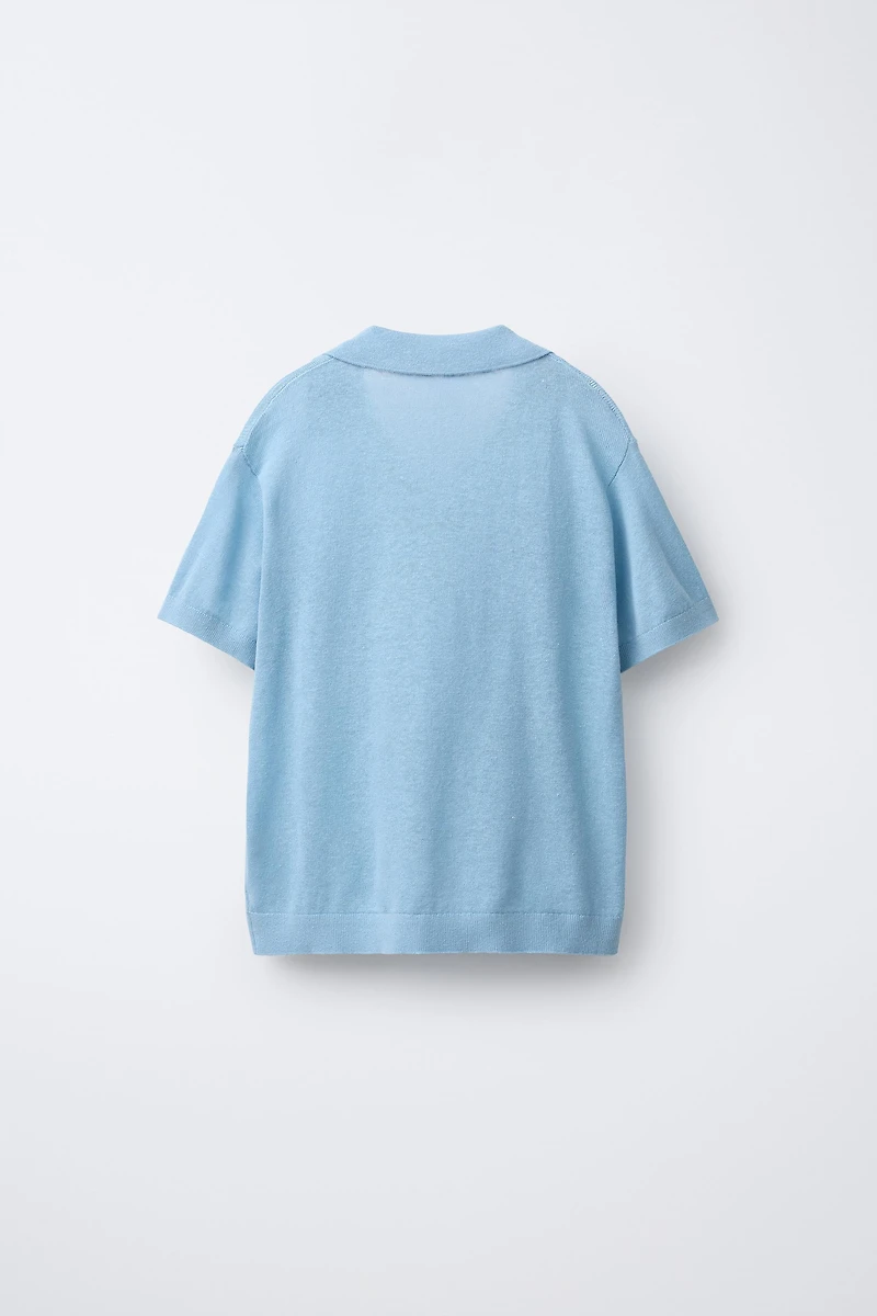 PLAIN LINEN COTTON BLEND POLO SHIRT