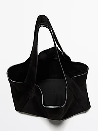 Mid-size split leather shopper bag