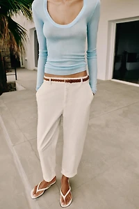 BRAIDED BELT CHINO PANTS
