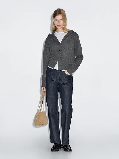 Cardigan à capuche 100 % laine