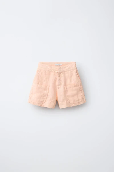 100% LINEN POCKET SHORTS