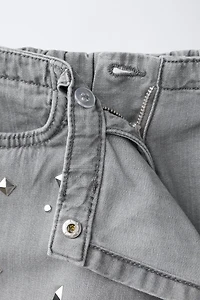 STUDDED DENIM BERMUDA SKIRT