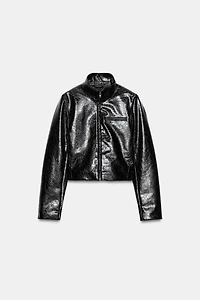 BLOUSON COURT MATIÈRE SYNTHÉTIQUE