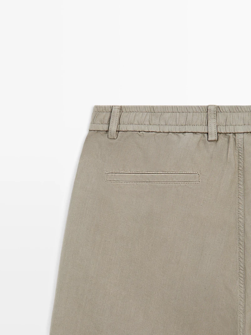 Linen blend Bermuda shorts