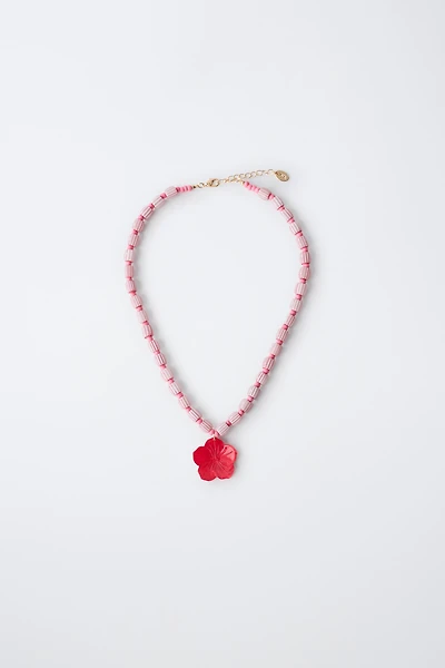 HIBISCUS BEADED NECKLACE