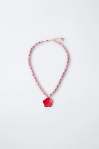 HIBISCUS BEADED NECKLACE