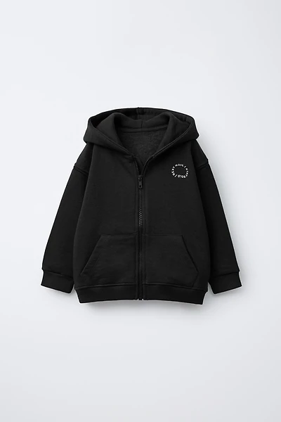 BASIC TEXT ZIP-UP SWEATSHIRT