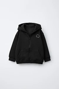 BASIC TEXT ZIP-UP SWEATSHIRT