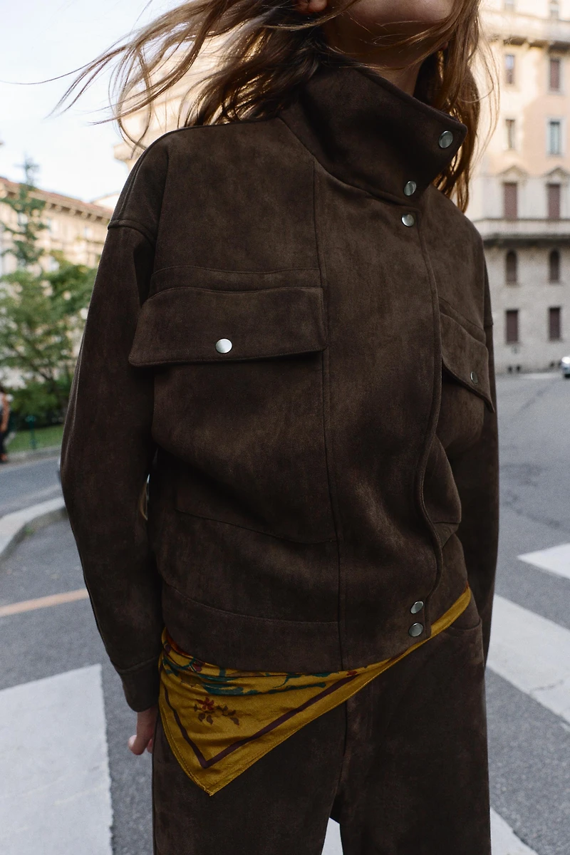 BLOUSON BOMBER OVERSIZE EFFET DAIM