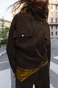BLOUSON BOMBER OVERSIZE EFFET DAIM