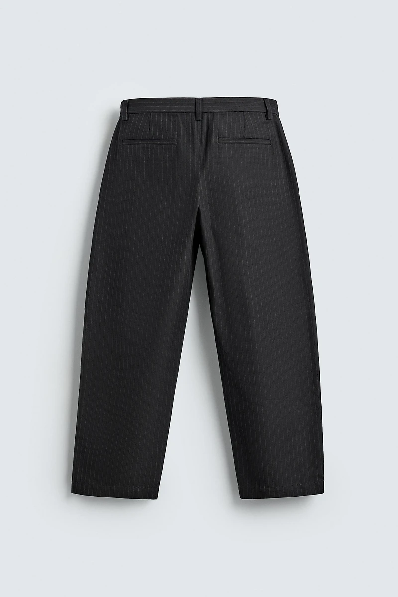 RELAXED FIT PINSTRIPE PANTS