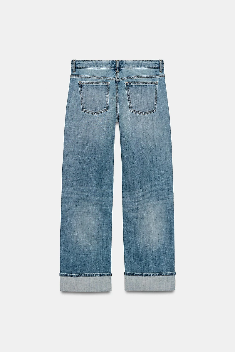 TRF LOOSE FIT FOLDED LOW RISE JEANS