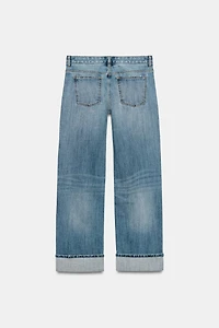 TRF LOOSE FIT FOLDED LOW RISE JEANS