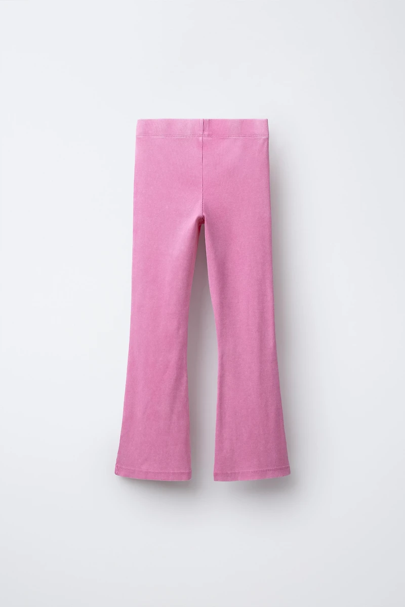 HEAVY WEIGHT T-SHIRT AND WASHED EFFECT RIB FLARE LEGGINGS SET