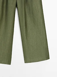 Pantalon droit fluide en lin mélangé