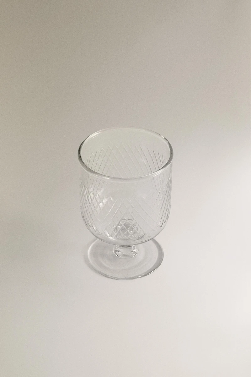 CARVED GLASS GOBLET