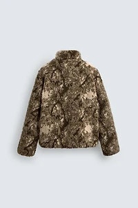 PRINTED FAUX SHEARLING JACKET
