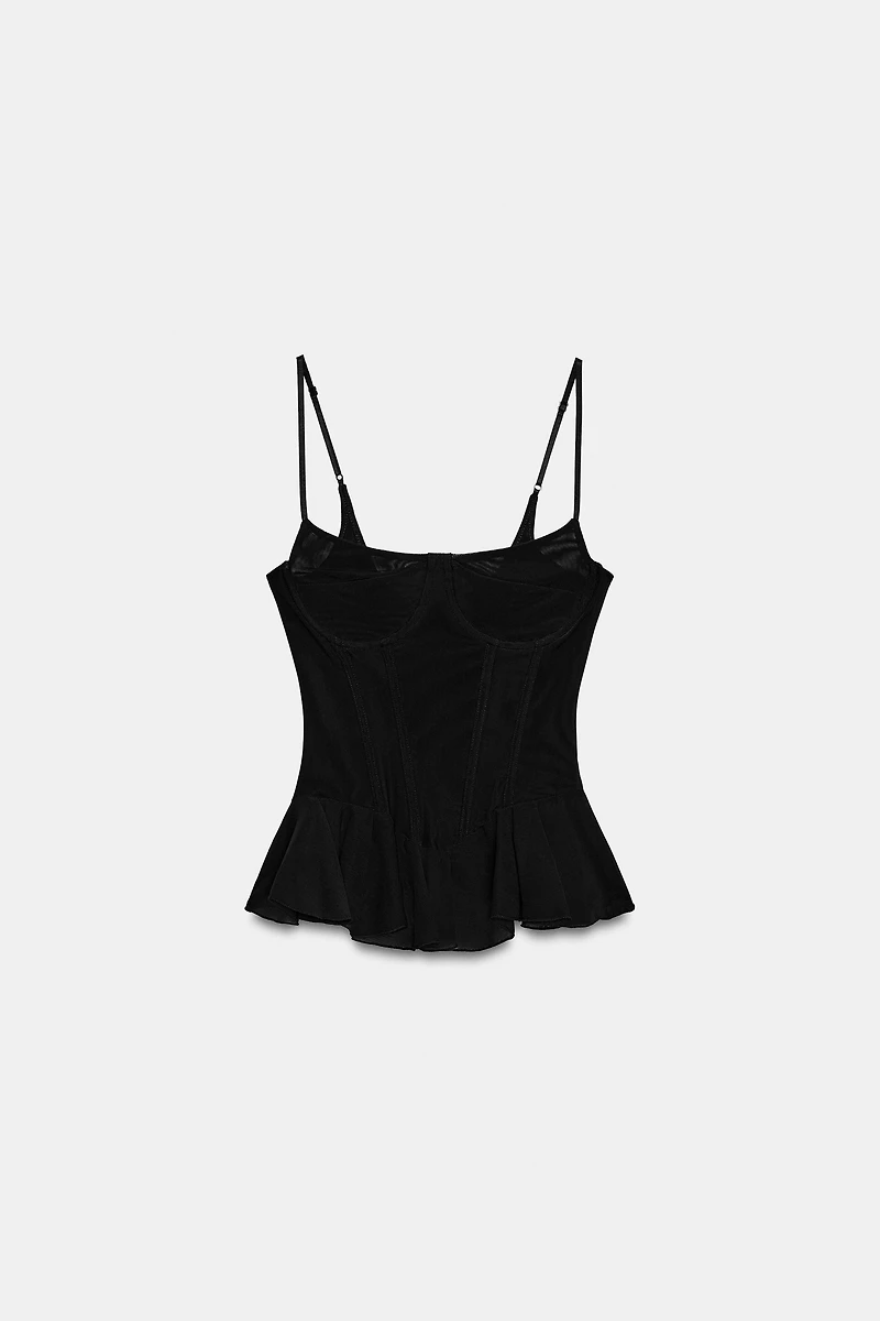 RUFFLED TULLE CORSET