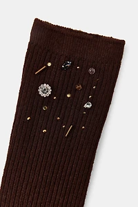 WOOL SOCKS WITH JEWELS AND BEADS