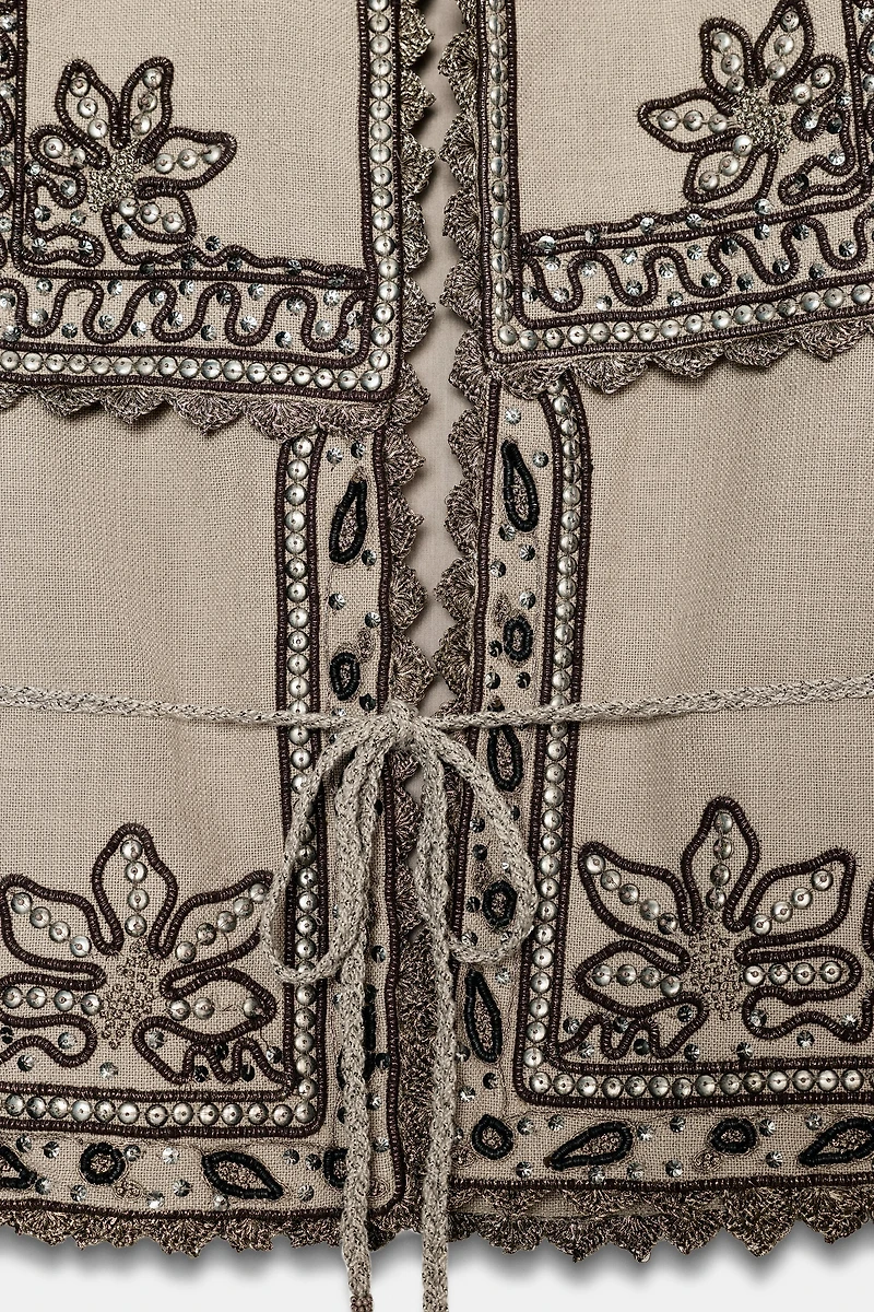 EMBROIDERED BELTED VEST ZW COLLECTION
