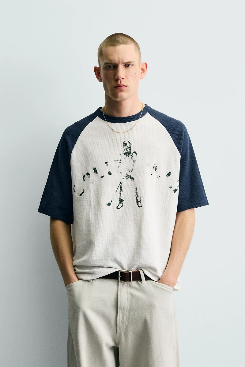 COLORBLOCK KNIT PRINT T-SHIRT