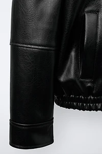 FAUX LEATHER BOMBER JACKET