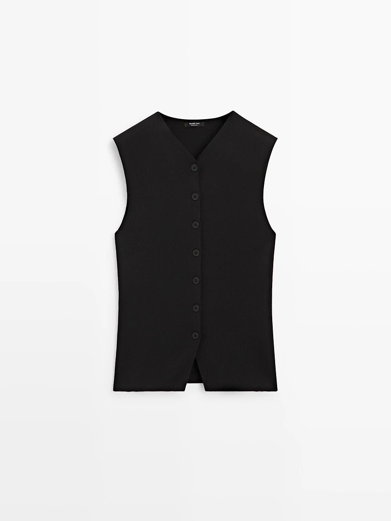 V-neck vest with button details