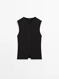 V-neck vest with button details