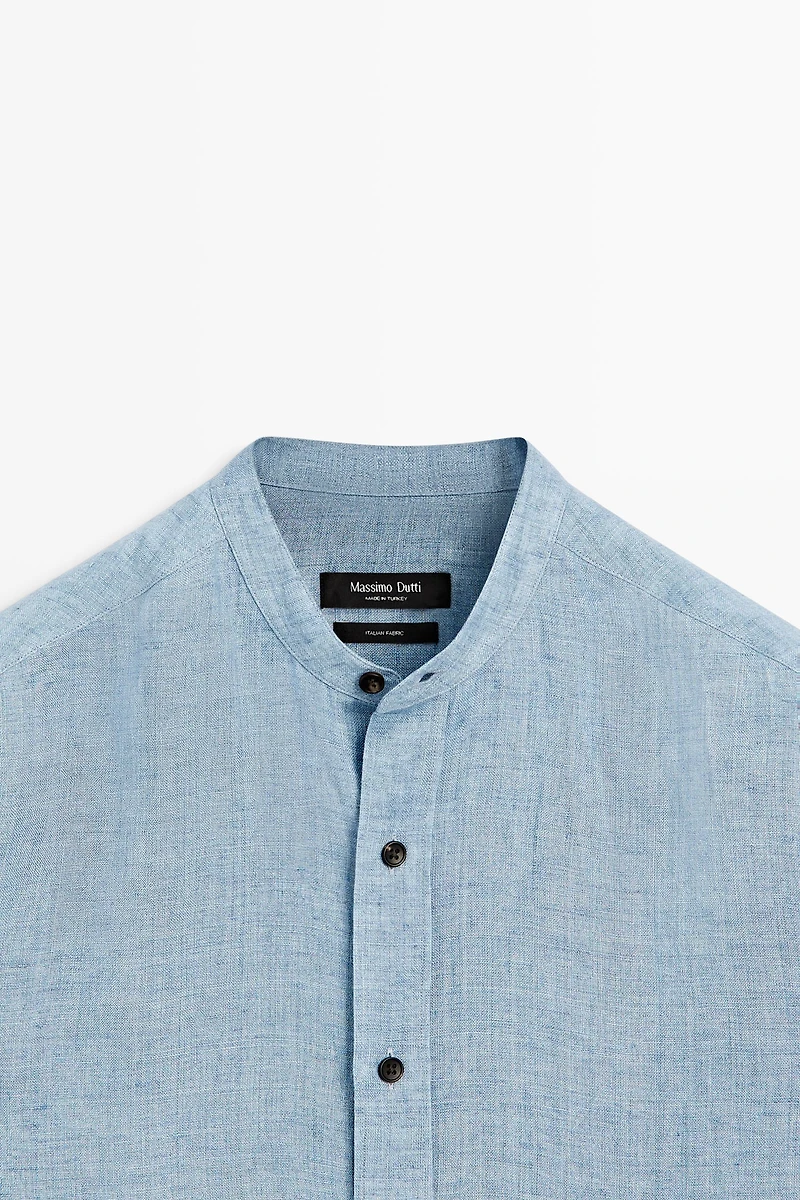 Chemise regular fit 100 % lin boutons contrastés