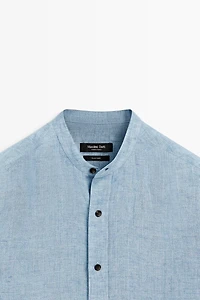 Chemise regular fit 100 % lin boutons contrastés