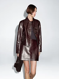 Short nappa leather skirt