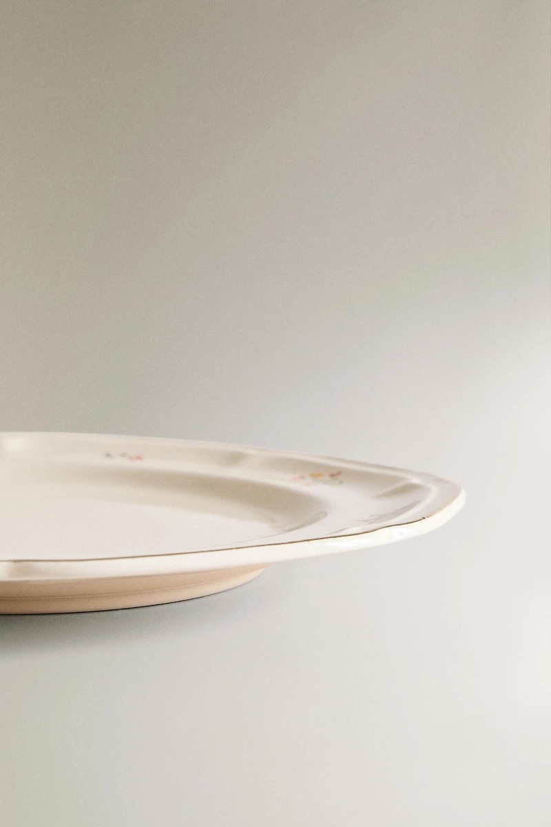 PORCELAIN DINNER PLATE WITH FLORAL PRINT
