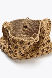 BEADED WOVEN SHOPPER