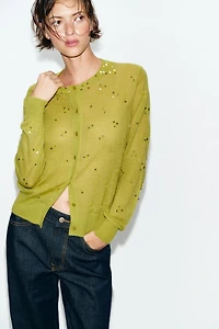 SEQUIN KNIT CARDIGAN