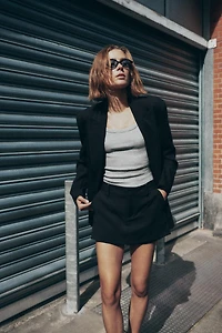 OVERSIZED DOUBLE BREASTED PINSTRIPE BLAZER